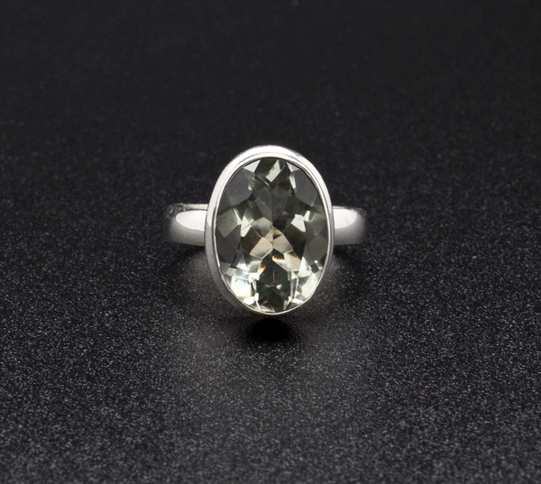 Sterling Silver Green Amethyst Ring Size 7