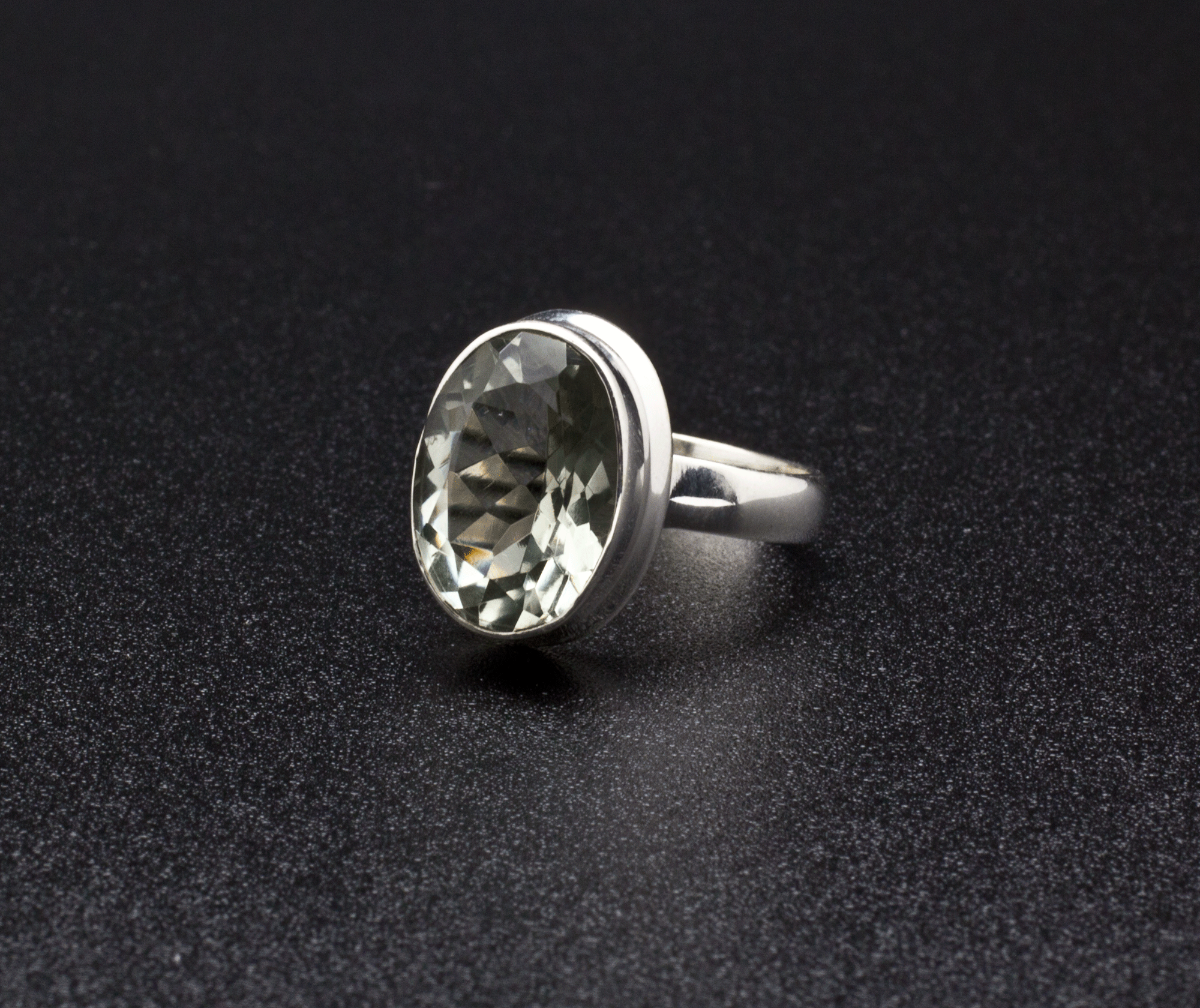 Sterling Silver Green Amethyst Ring Size 7