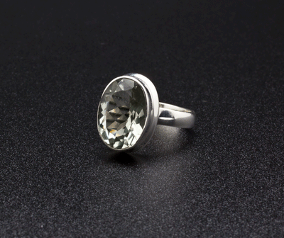 Sterling Silver Green Amethyst Ring Size 7