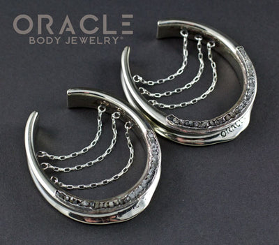 1-3/4" (44mm) White Brass and Silver Saddles with Chains and Channel Set Raw Diamonds