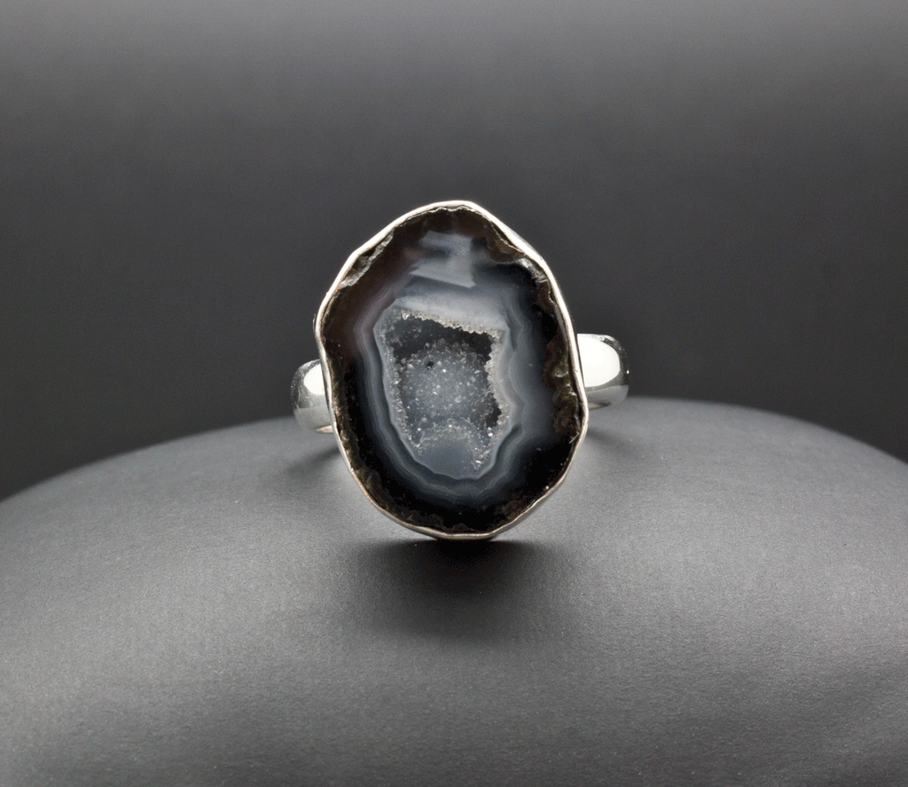 Sterling Silver Geode Ring Size 7