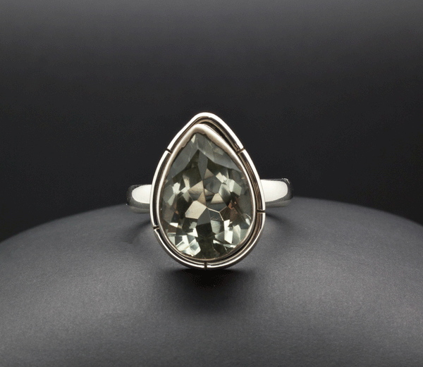 Sterling Silver Green Amethyst Ring Size 7