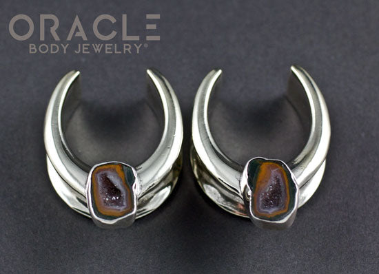 1" (25mm) Sterling Silver Saddles with Agate Geodes