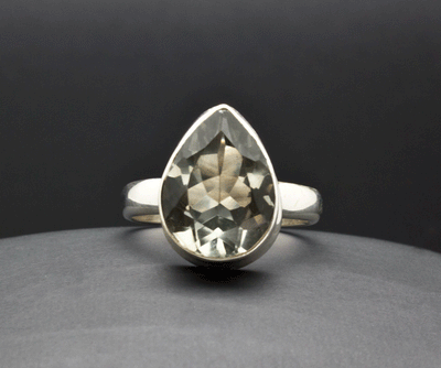 Sterling Silver Green Amethyst Ring Size 7