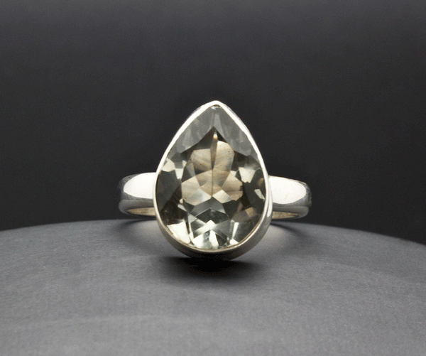 Sterling Silver Green Amethyst Ring Size 7