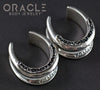 1" (25mm) Sterling Silver Saddles with Channel Set Black Raw Diamonds