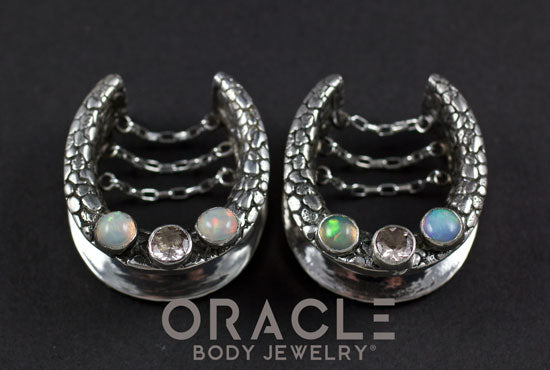1" (25mm) Sterling Silver Saddles with Morganite and Opals