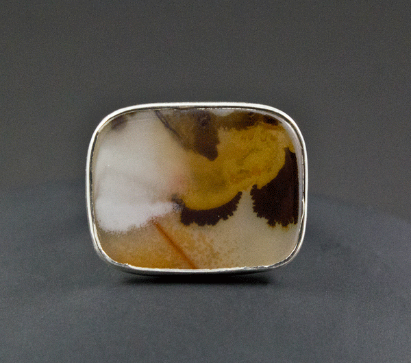 Sterling Silver Scenic Picture Jasper Ring Size 7