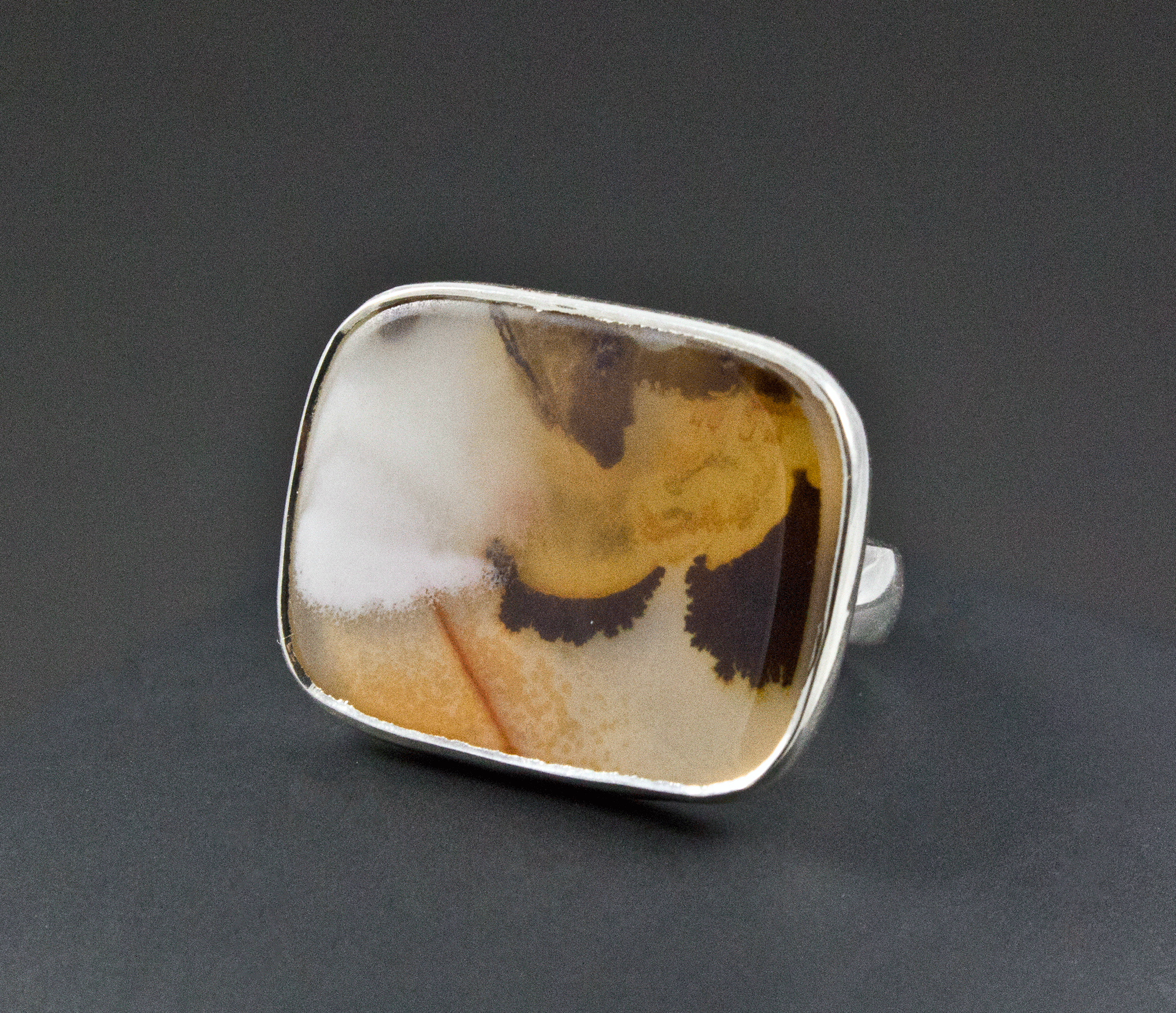 Sterling Silver Scenic Picture Jasper Ring Size 7