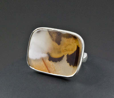 Sterling Silver Scenic Picture Jasper Ring Size 7