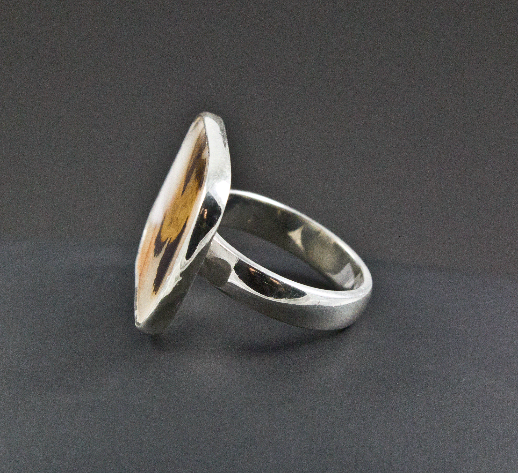 Sterling Silver Scenic Picture Jasper Ring Size 7