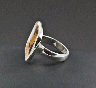 Sterling Silver Scenic Picture Jasper Ring Size 7