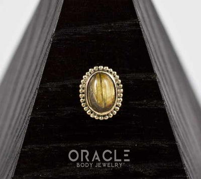 14k Rutilated Quartz Oval Threadless Gold End