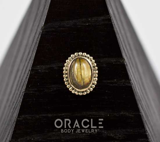 14k Rutilated Quartz Oval Threadless Gold End