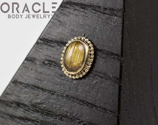 14k Rutilated Quartz Oval Threadless Gold End