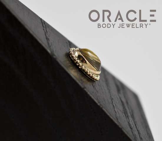 14k Rutilated Quartz Oval Threadless Gold End