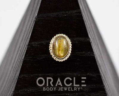 14k Rutilated Quartz Oval Threadless Gold End