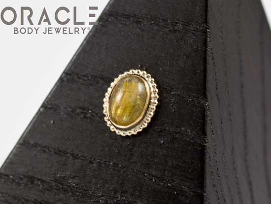 14k Rutilated Quartz Oval Threadless Gold End