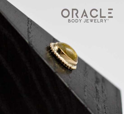 14k Rutilated Quartz Oval Threadless Gold End
