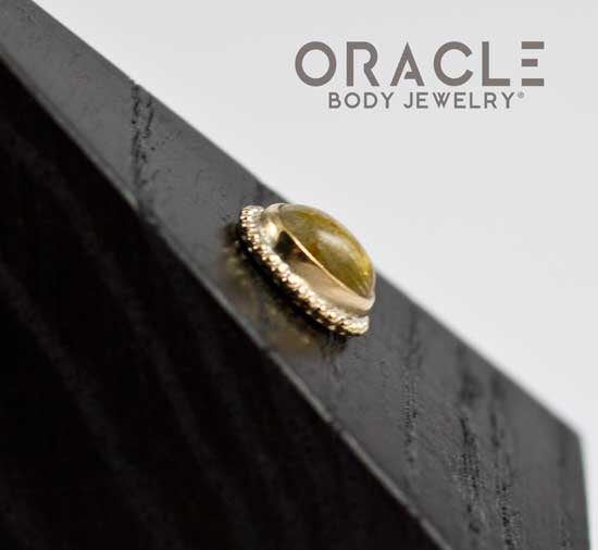 14k Rutilated Quartz Oval Threadless Gold End