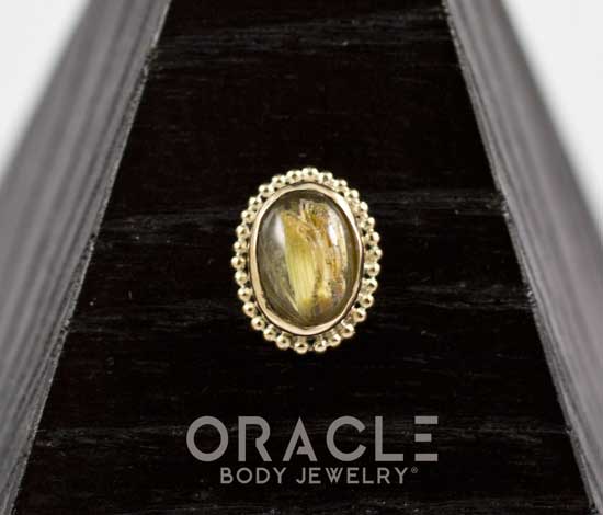 14k Rutilated Quartz Oval Threadless Gold End