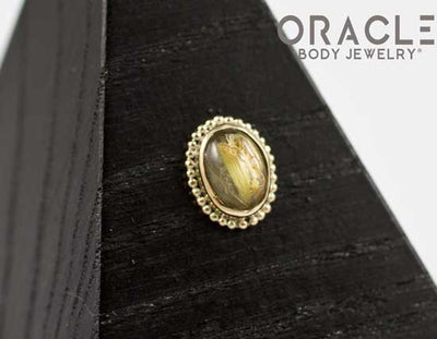 14k Rutilated Quartz Oval Threadless Gold End
