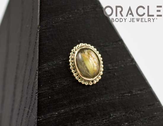 14k Rutilated Quartz Oval Threadless Gold End