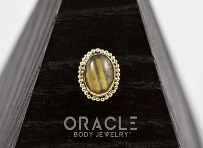14k Rutilated Quartz Oval Threadless Gold End