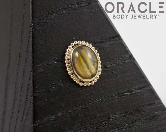 14k Rutilated Quartz Oval Threadless Gold End