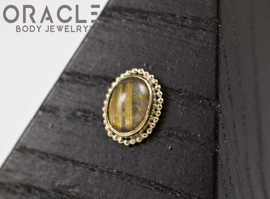 14k Rutilated Quartz Oval Threadless Gold End