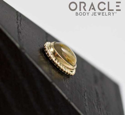 14k Rutilated Quartz Oval Threadless Gold End