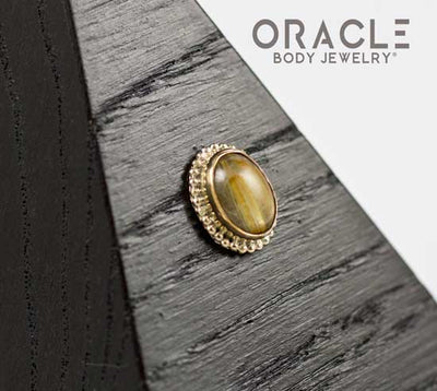 14k Rutilated Quartz Oval Threadless Gold End