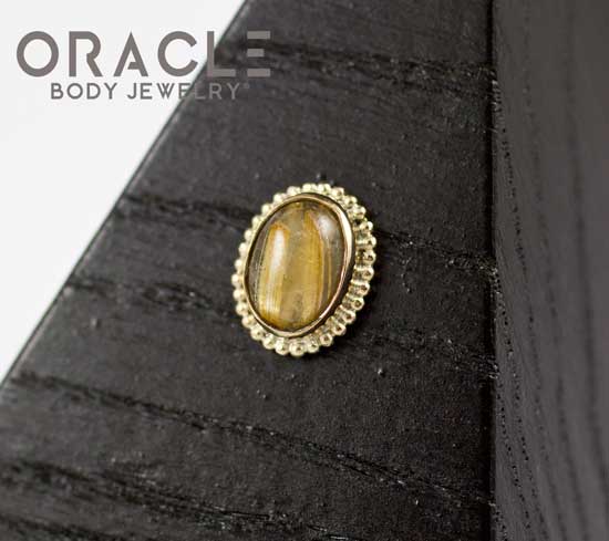 14k Rutilated Quartz Oval Threadless Gold End