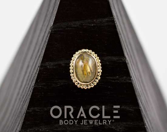 14k Rutilated Quartz Oval Threadless Gold End