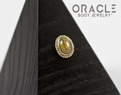 14k Rutilated Quartz Oval Threadless Gold End