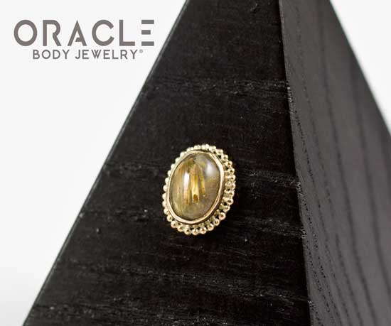 14k Rutilated Quartz Oval Threadless Gold End