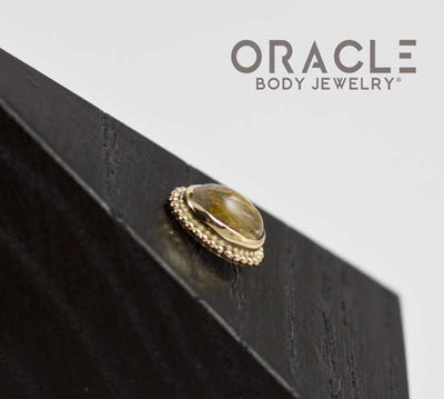 14k Rutilated Quartz Oval Threadless Gold End
