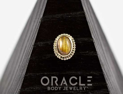 14k Rutilated Quartz Oval Threadless Gold End