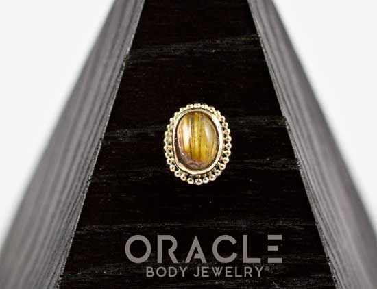 14k Rutilated Quartz Oval Threadless Gold End
