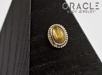 14k Rutilated Quartz Oval Threadless Gold End