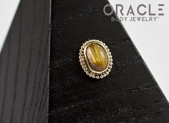 14k Rutilated Quartz Oval Threadless Gold End