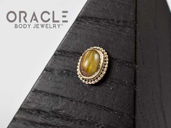 14k Rutilated Quartz Oval Threadless Gold End