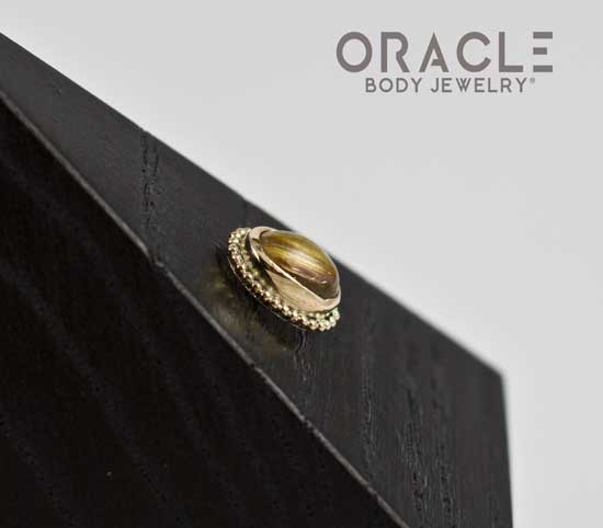 14k Rutilated Quartz Oval Threadless Gold End