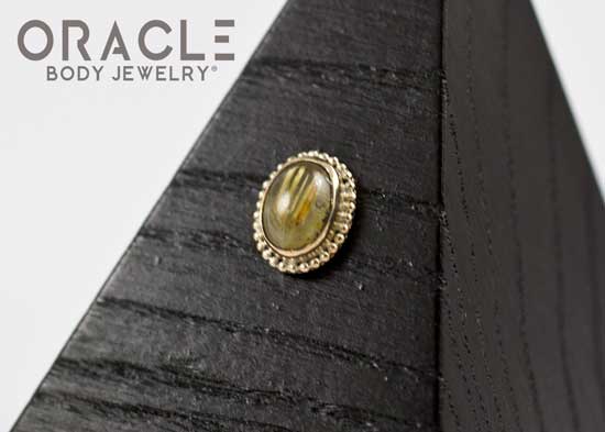 14k Rutilated Quartz Oval Threadless Gold End