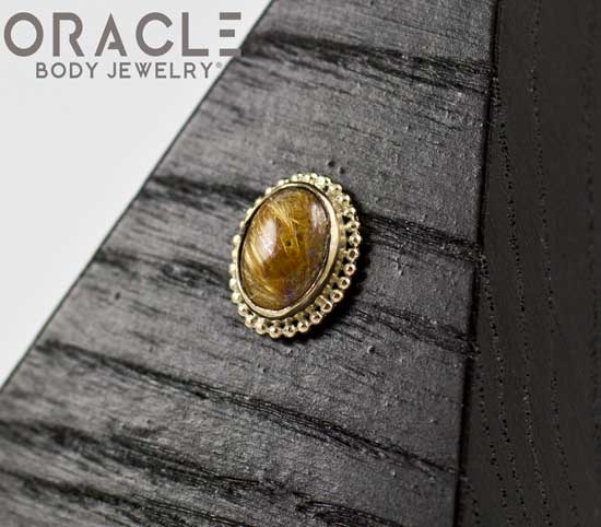 14k Rutilated Quartz Oval Threadless Gold End