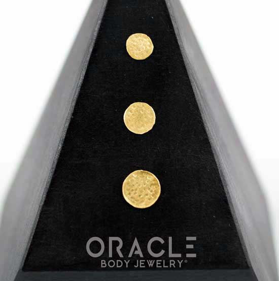 14k Hammered Disc Threadless Gold End