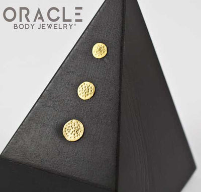 14k Hammered Disc Threadless Gold End