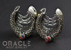 3/4" (19mm) White Brass Saddles with Nugget Texture, Chains and Black Synthetic Opal