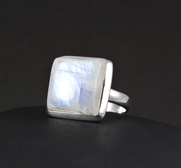 Sterling Silver Moonstone Ring Size 8