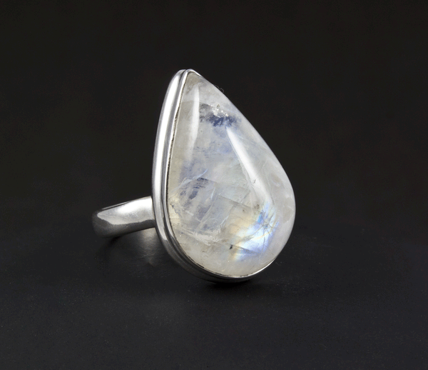 Sterling Silver Moonstone Ring Size 9